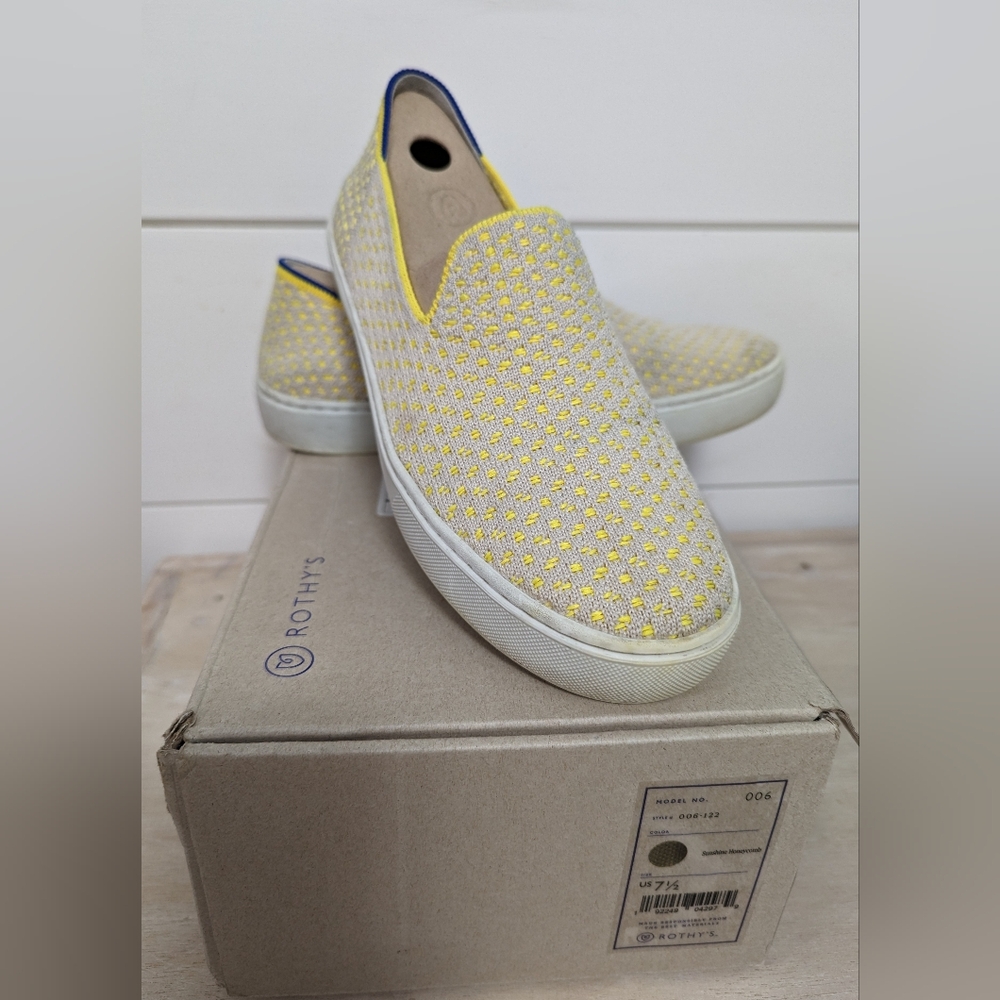 Rothy's Original Slip On Sneakers Sunshine Honeycomb